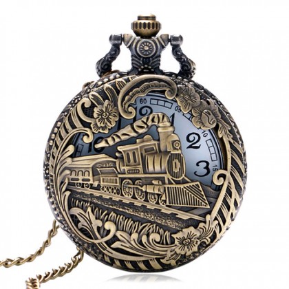 Steampunk Vintage kapesní hodinky mosaz lokomotiva
