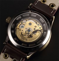 Steampunk Vintage skeletové retro hodinky automatické Bronz