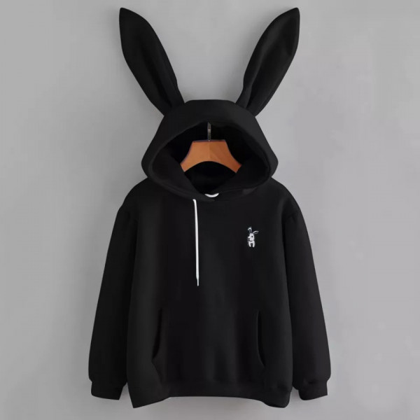 Bluza Bunny s králičíma ušima a kapucí černá