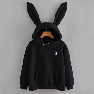 Mikina Bunny s králičíma ušima a kapucí černá