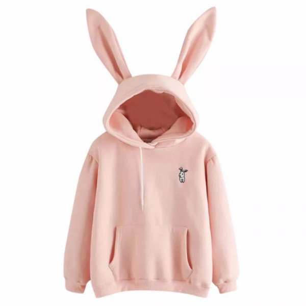 Bluza Bunny s králičíma ušima a kapucí růžová